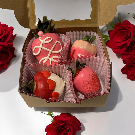 4 Pack of Valentine's Day Themed Strawberries
